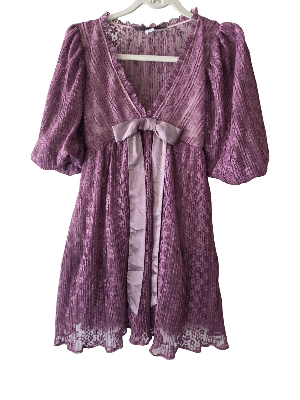 Kimchi Blue Girls Lilac Lace Bow-Front Formal Dress